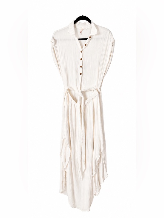 Free People Dresses & Skirts - Free People FP White Ivory 100% Cotton Gauze Cutout Tie Waist Maxi Dress Beach S